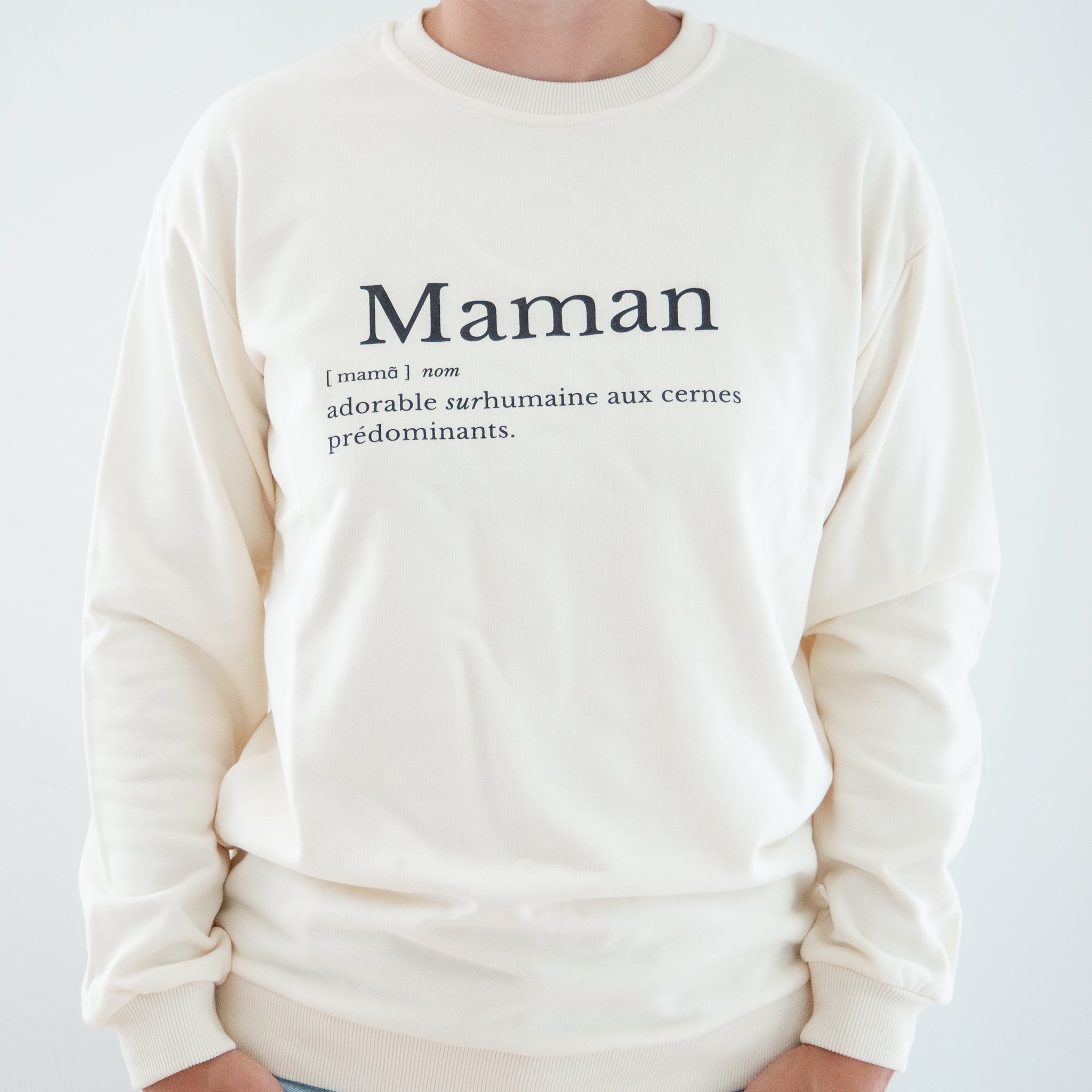 Crewneck pour femmes-Définition Maman (Ivoire)