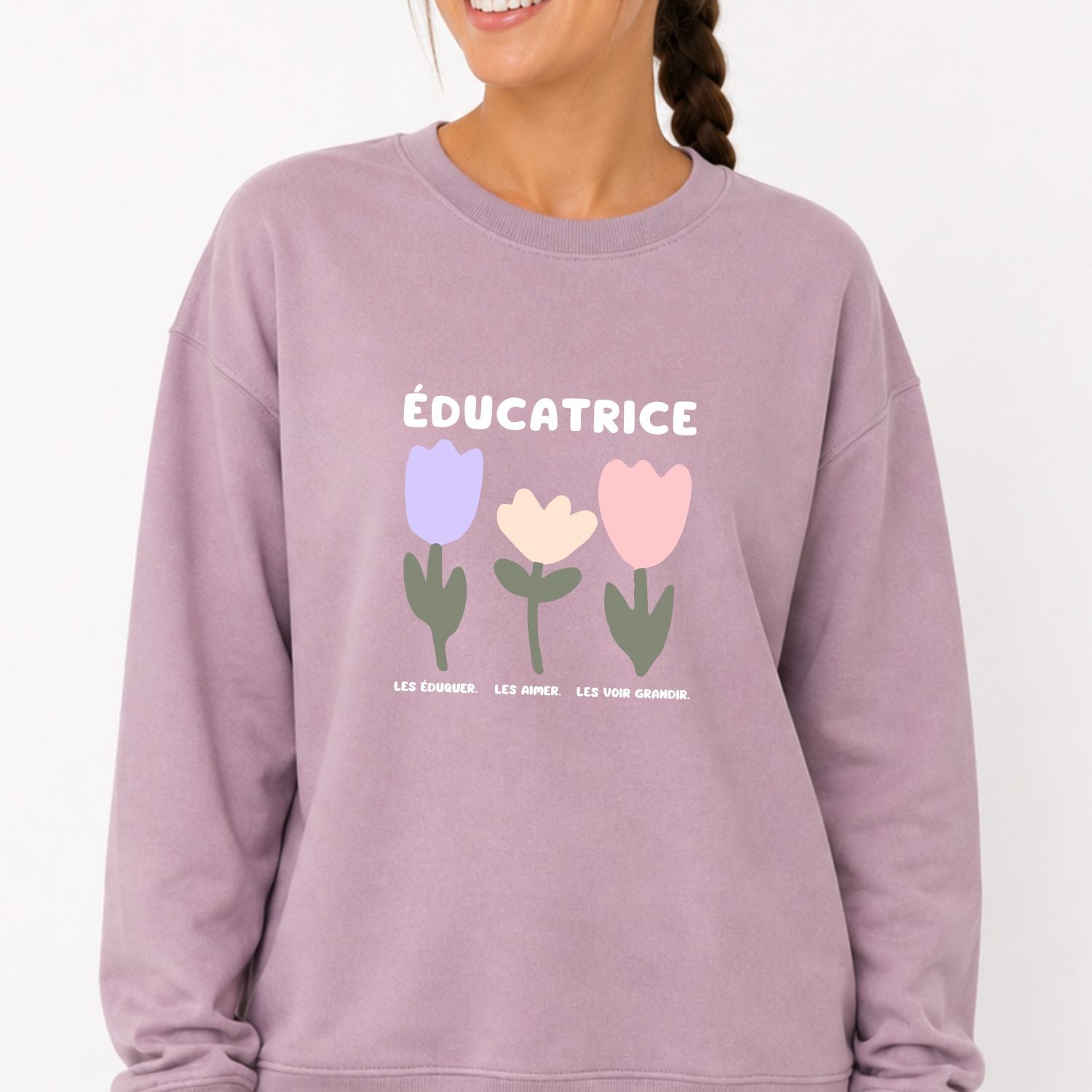 Crewneck pour femmes-Éducatrice (fleur)