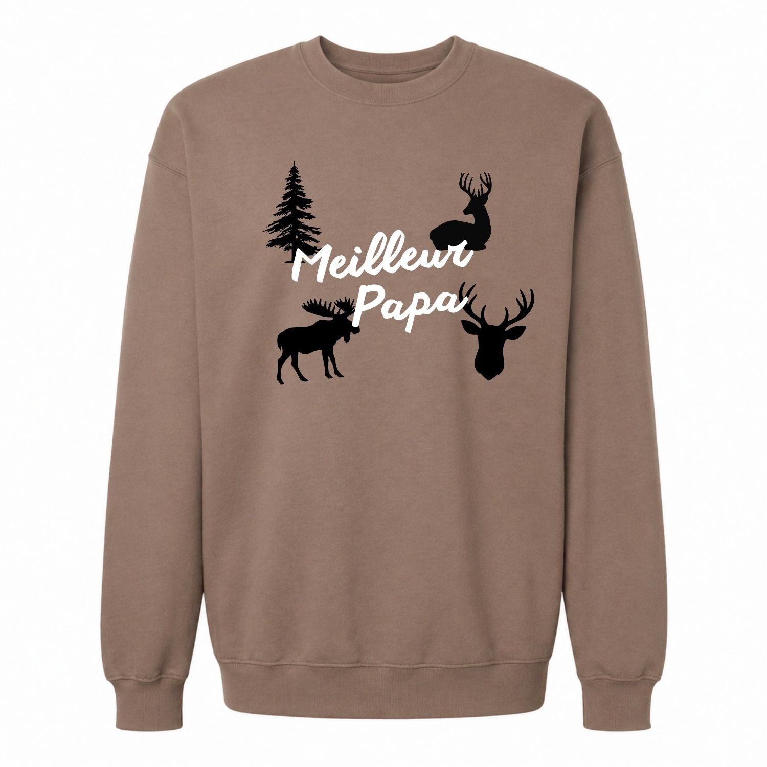 Crewneck pour hommes- Meilleur papa/Chasse(Brun)