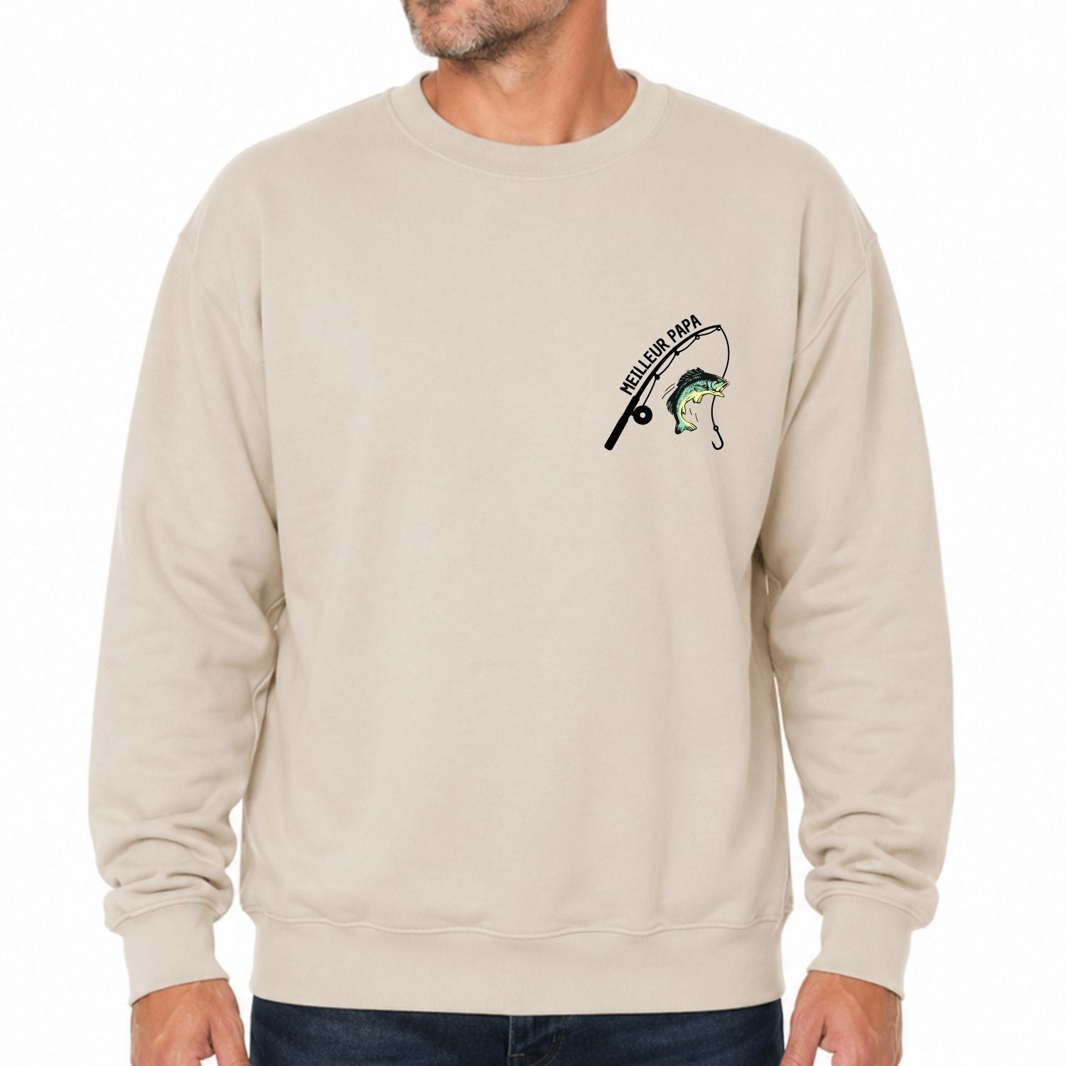 Crewneck pour hommes- Meilleur papa/pêche(sable)
