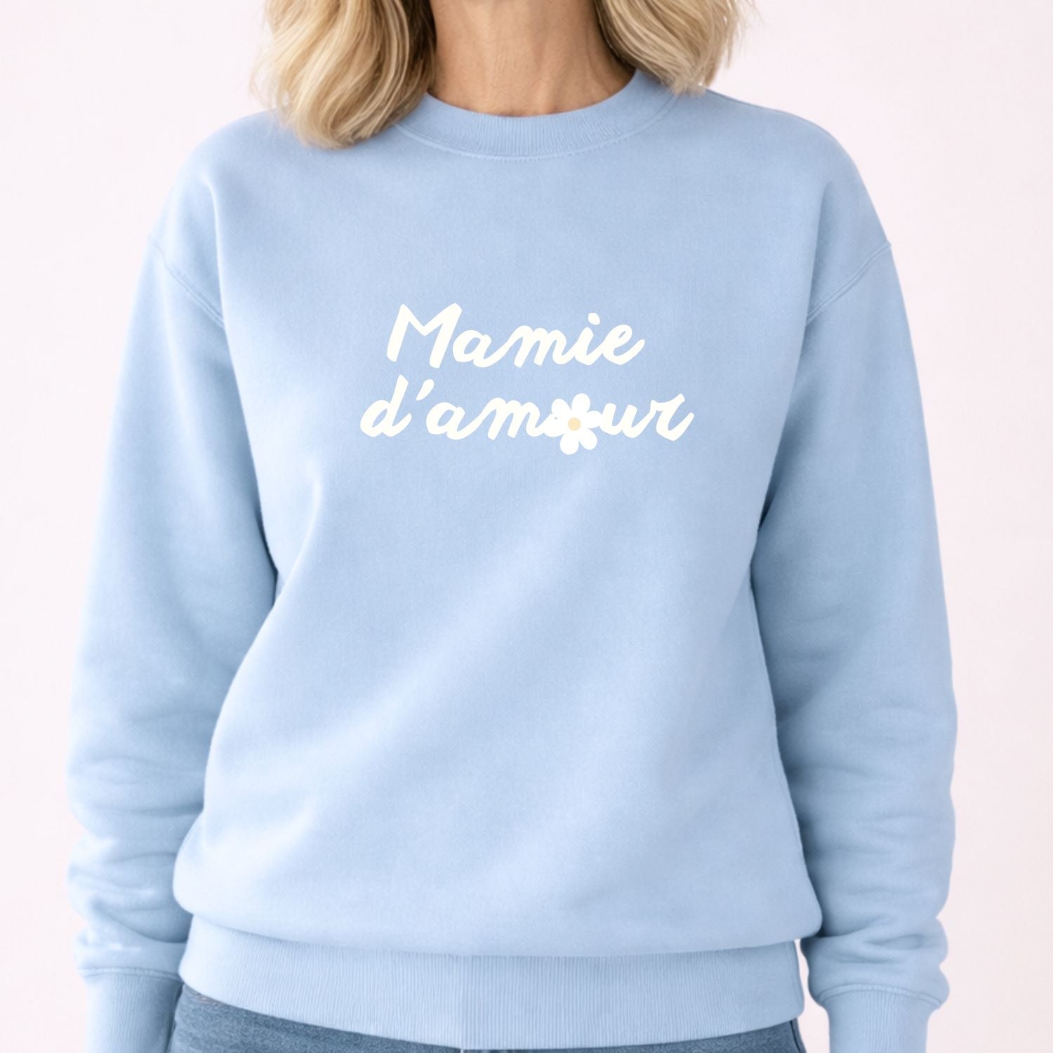 Crewneck pour femmes-Mamie d'amour (bleu)