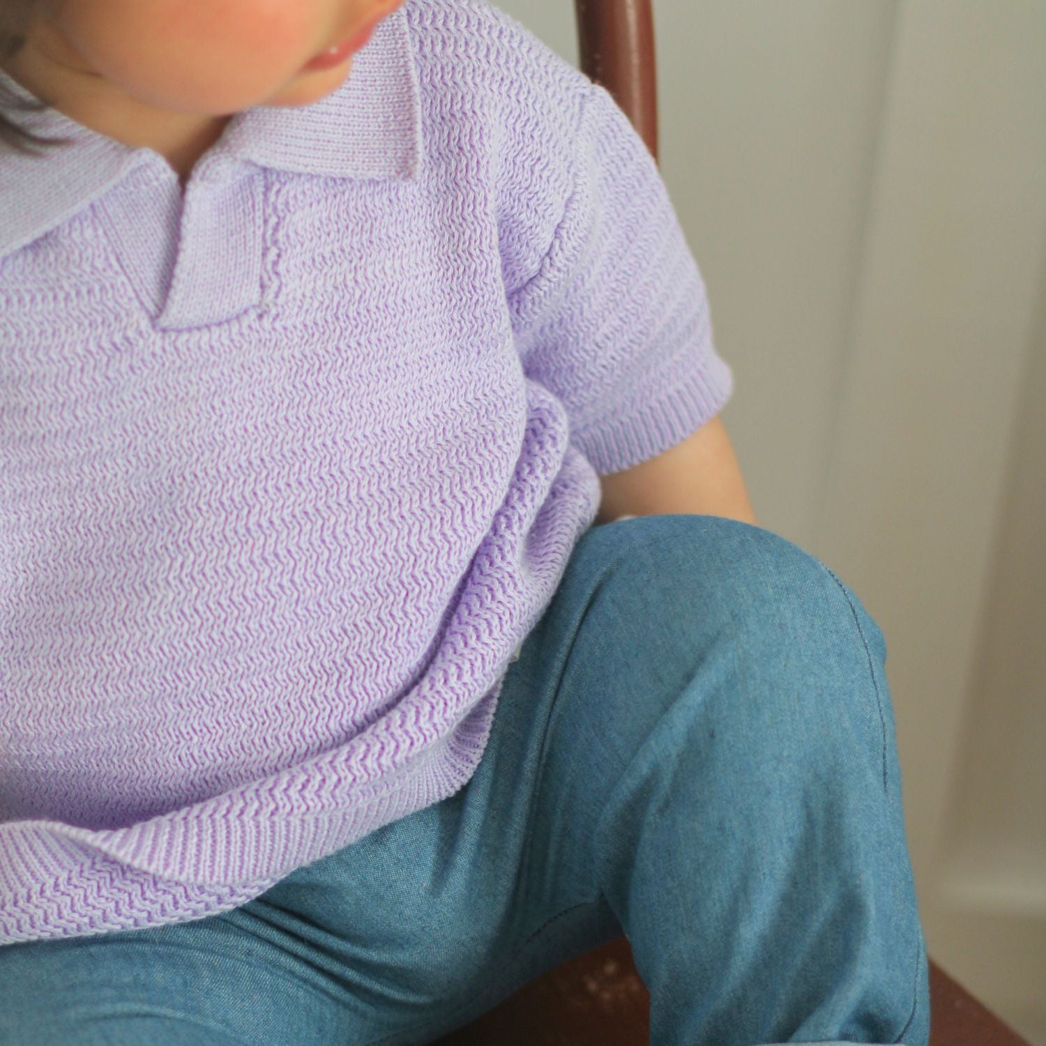 Polo en tricot bébés et enfants- Mauve