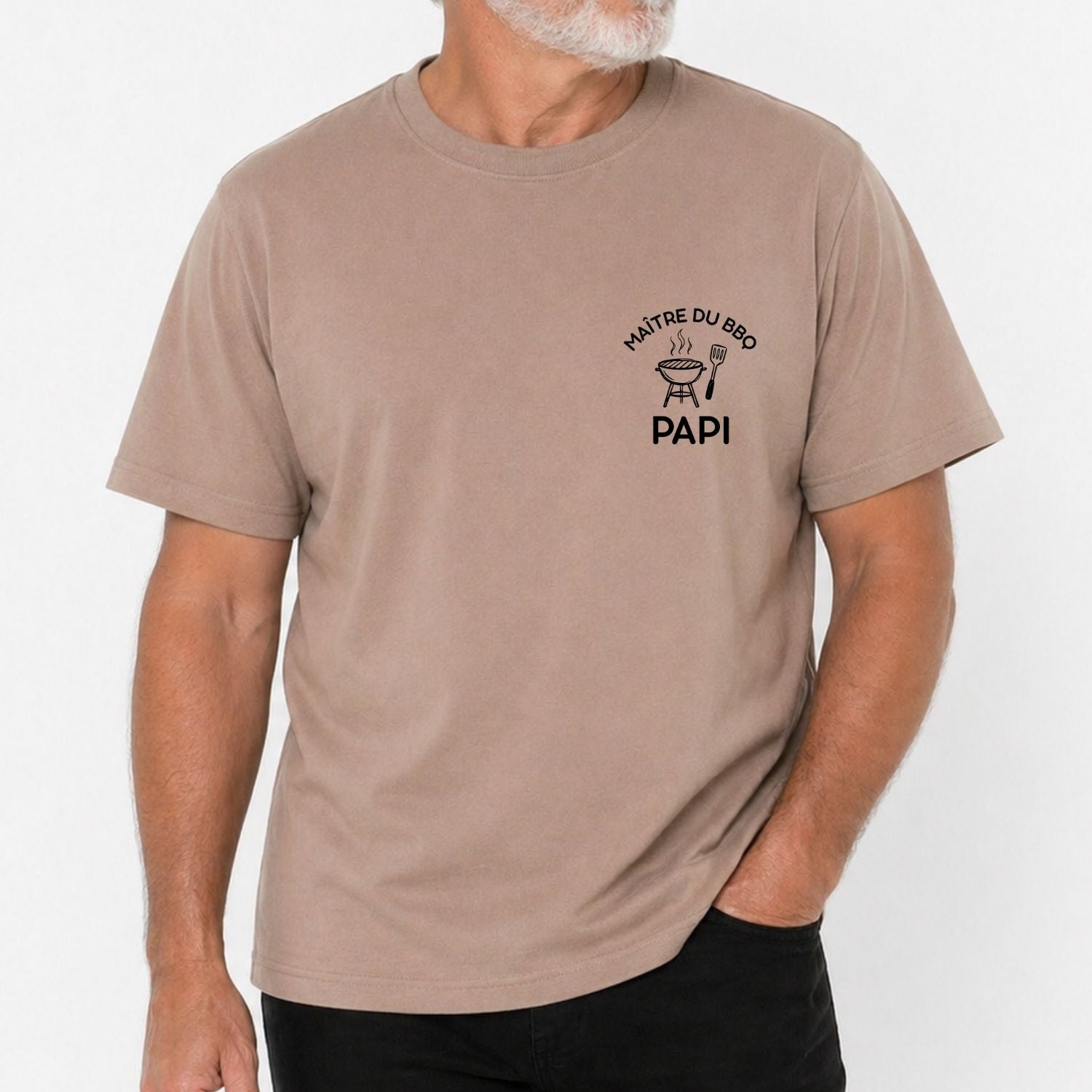 T-shirt pour hommes-Papi BBQ (brun)