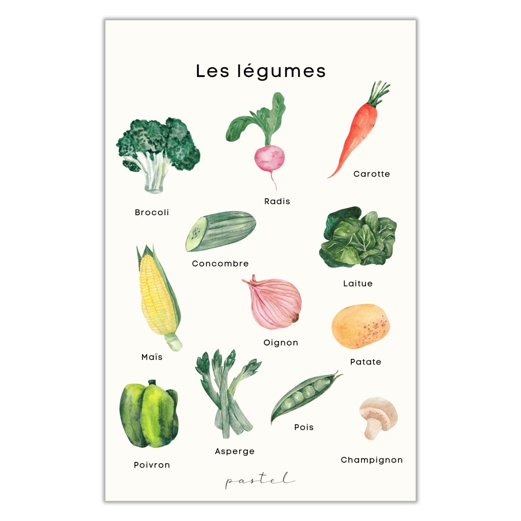 Affiche éducative & décorative "Légumes"