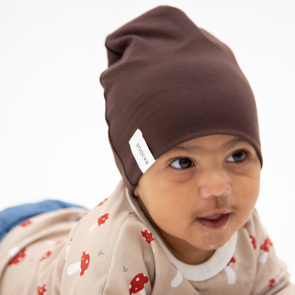 Bonnet pour bébés et enfants en coton bio-Marron