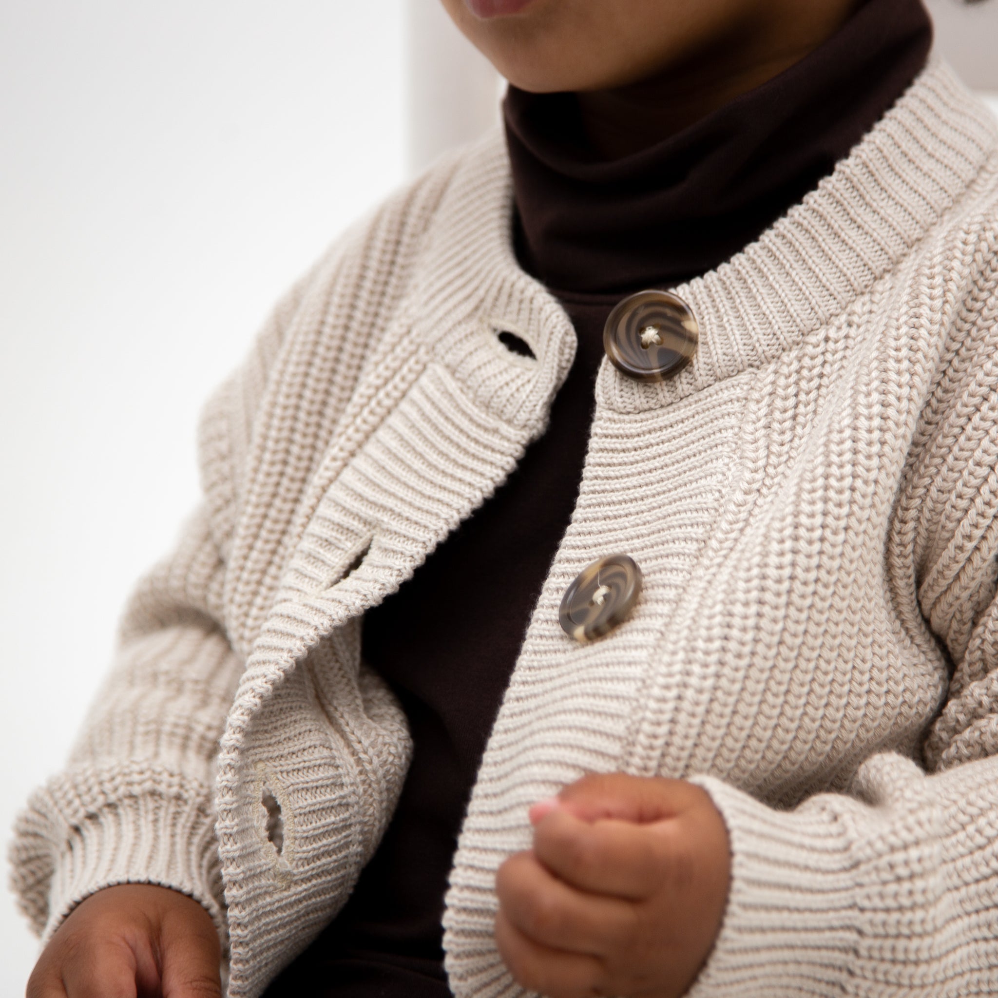 Knitted Babies and Children's Cardigan - Oat