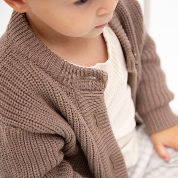 Knitted Babies and Children's Cardigan - Cappuccino