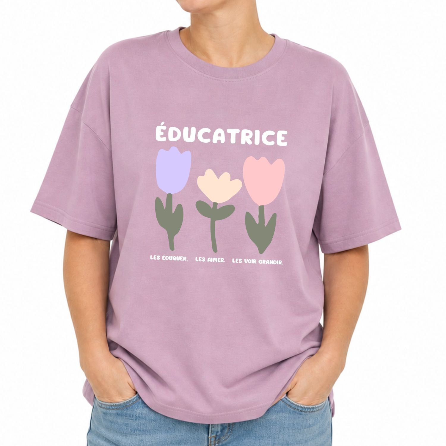 T-shirt pour femmes-Éducatrice (fleurs)