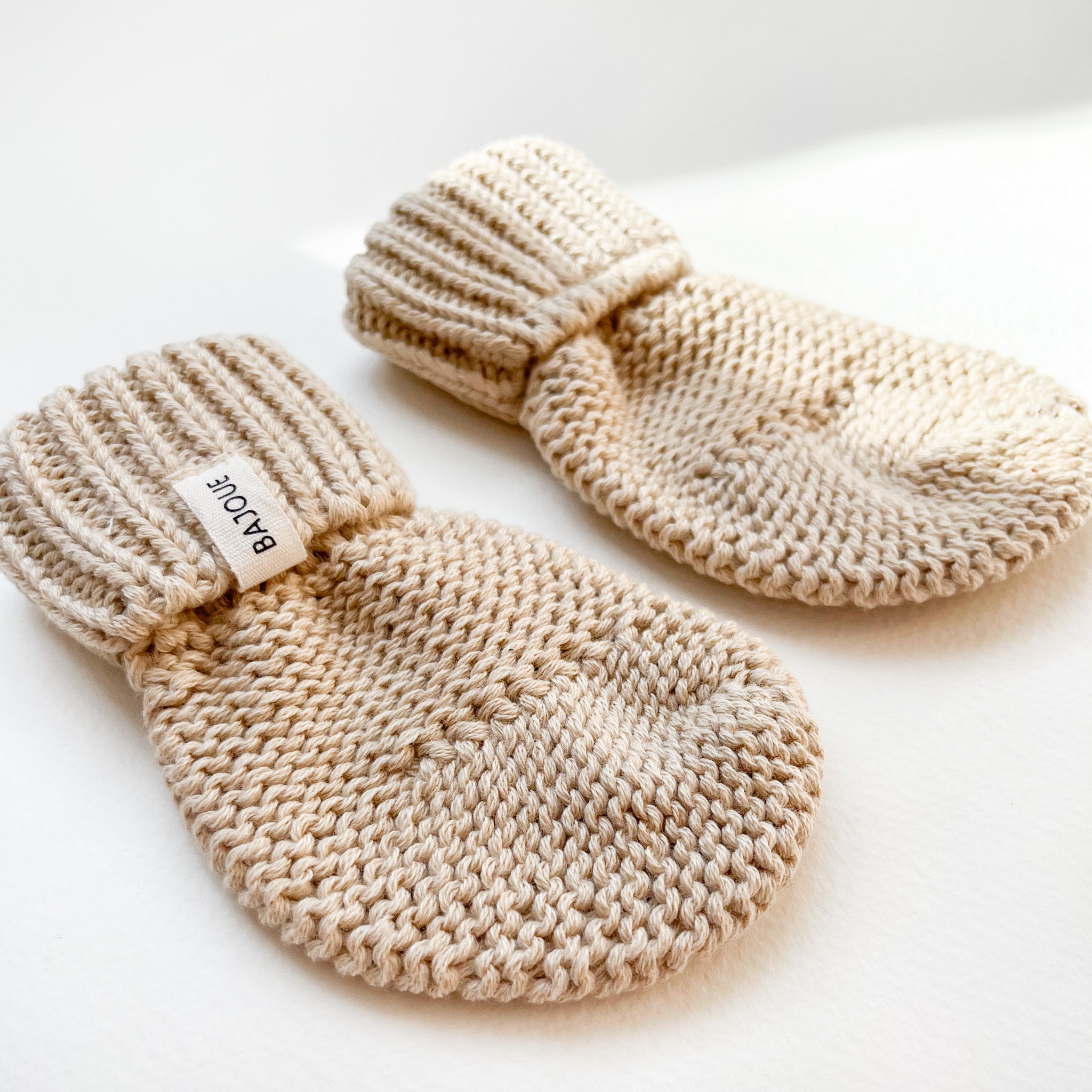 Knitted Baby Booties - Sand