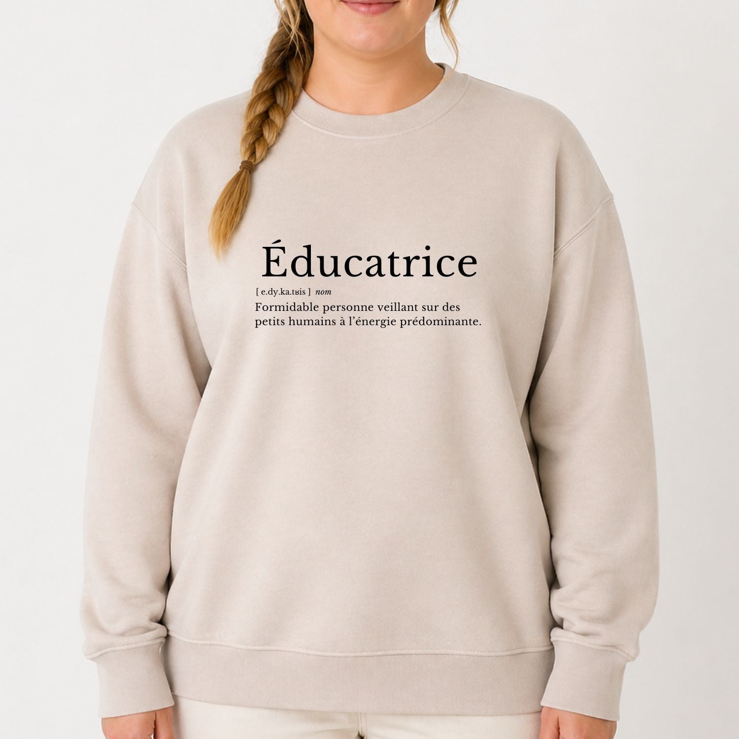 Crewneck pour femmes-Définition éducatrice (beige)