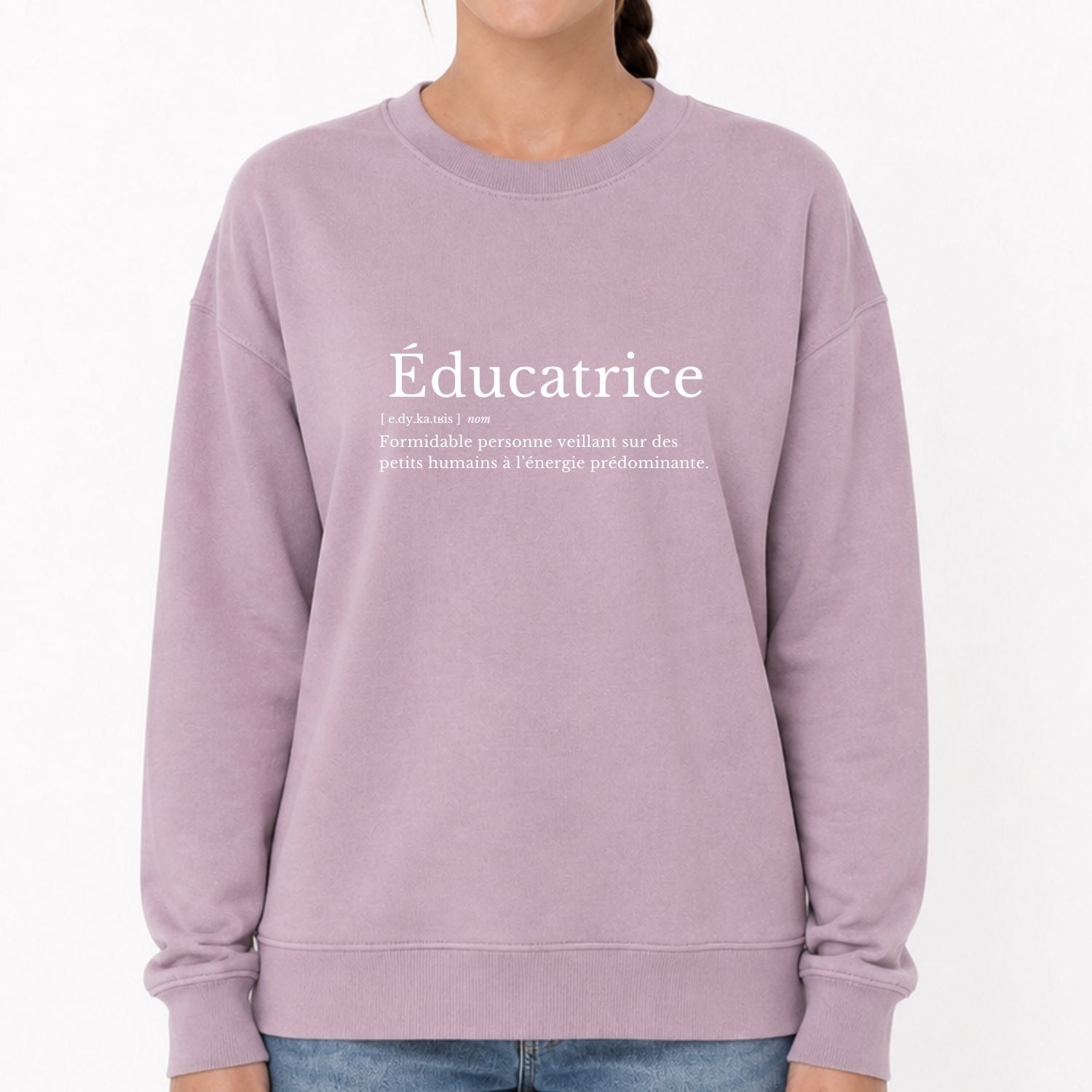 Crewneck pour femmes-Définition éducatrice (mauve)