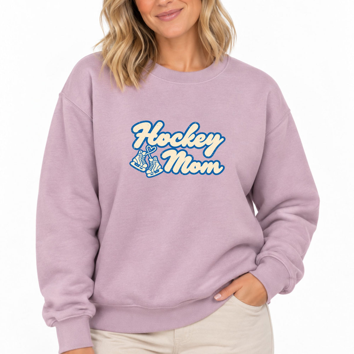 Crewneck pour femmes- Hockey Mom (mauve)