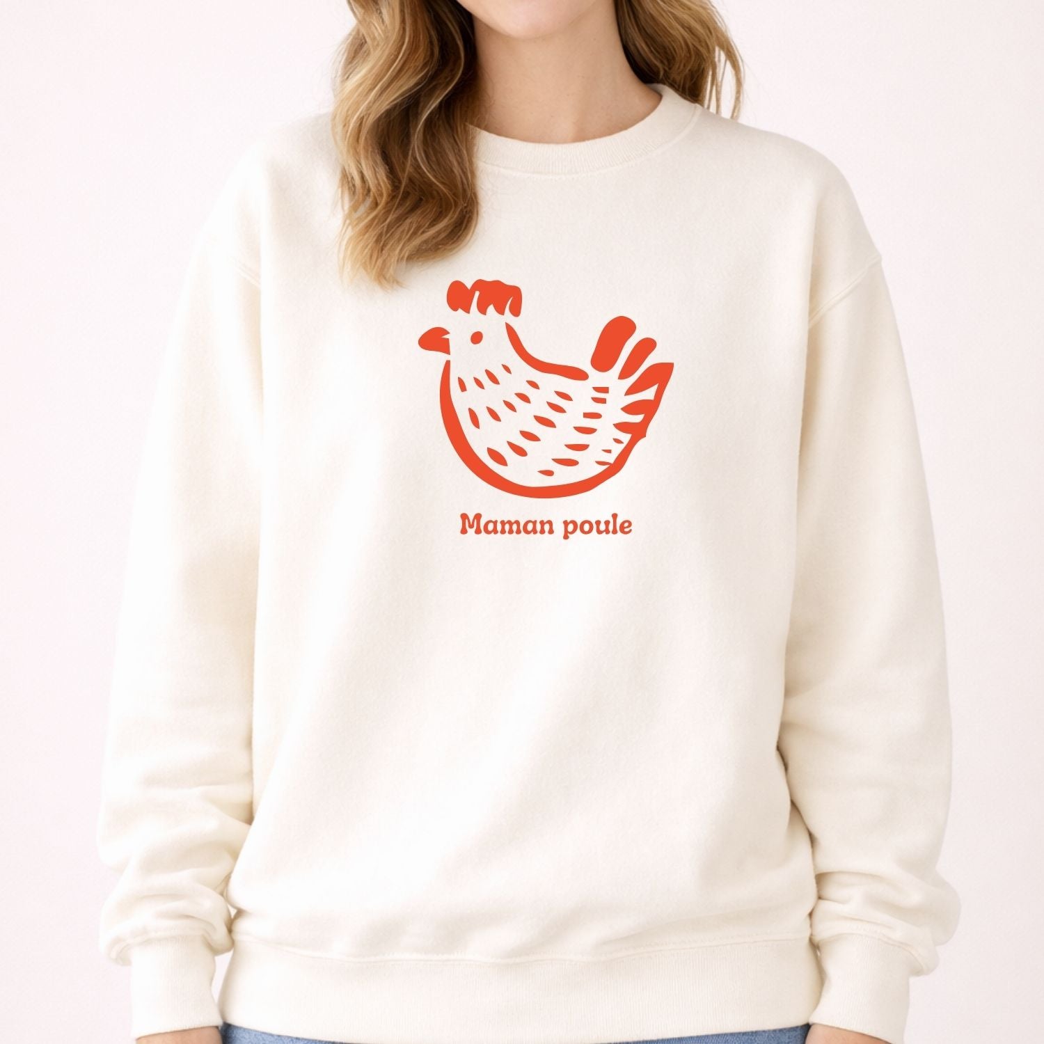 Crewneck pour femmes-Maman poule rouge