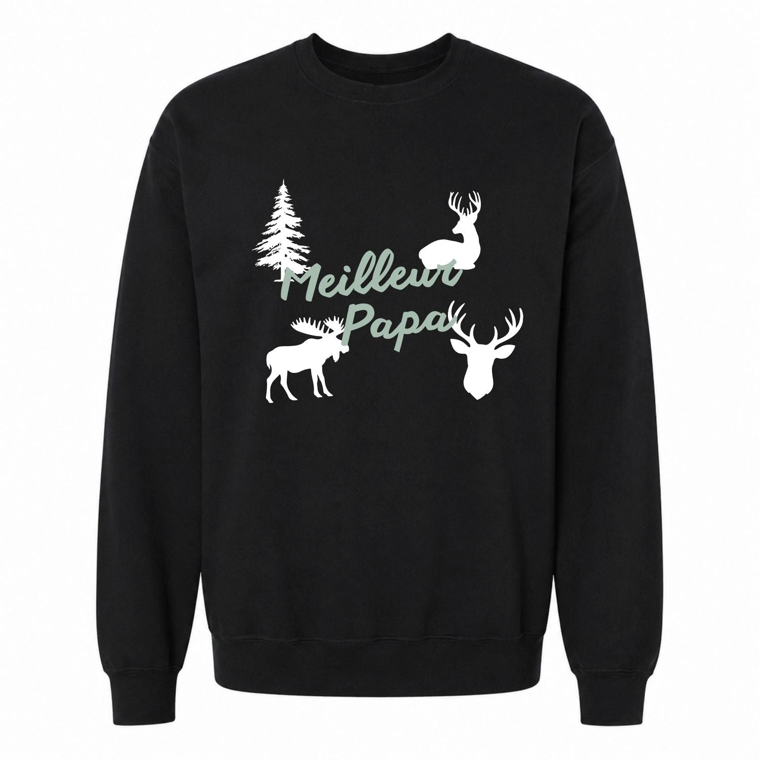 Crewneck pour hommes- Meilleur papa/Chasse(noir)