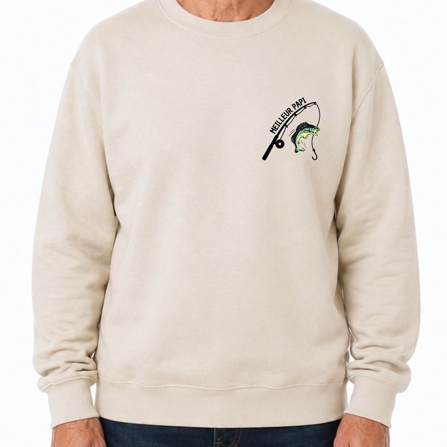 Crewneck pour hommes- Meilleur papi/pêche(sable)
