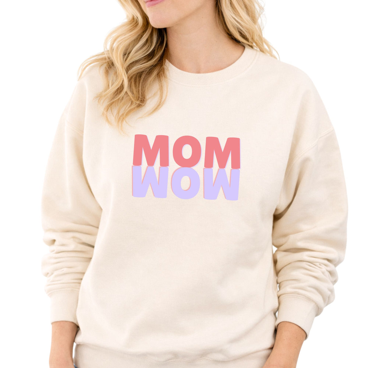 Crewneck pour femmes- Wow/mom (coloré)