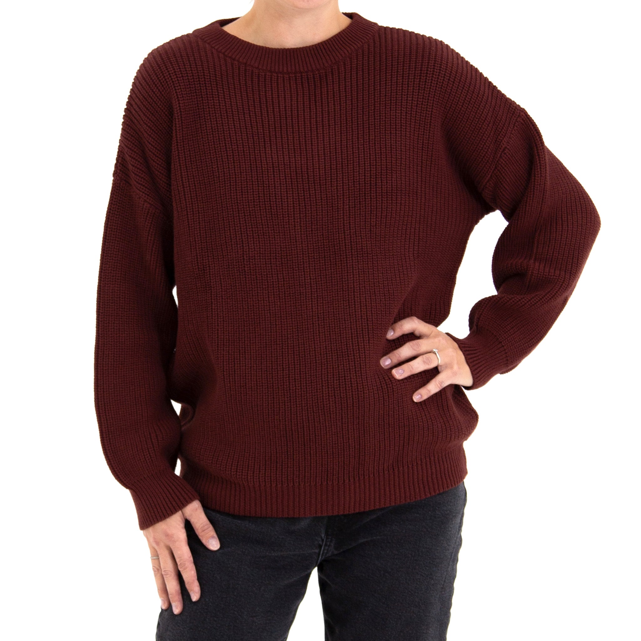 Pull en tricot pour femmes-Bordeaux