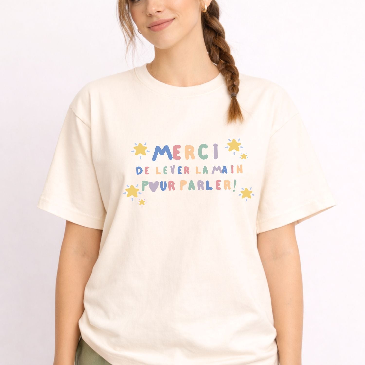 T-shirt pour femmes-Merci de lever la main