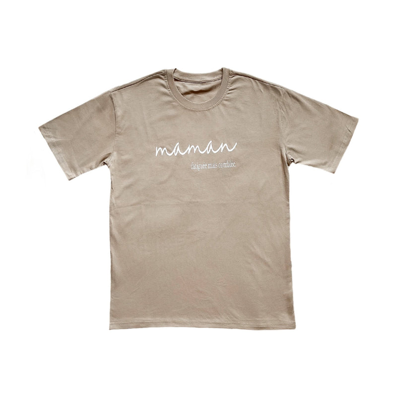 T-shirt pour femmes Maman fatiguée mais comblée (Café) - Imparfait