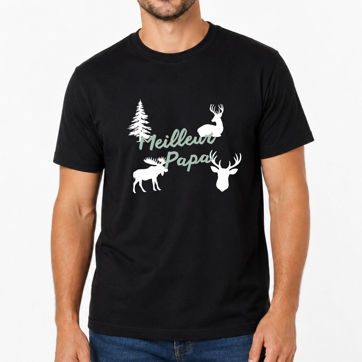T-shirt pour hommes-Meilleur papa/chasse(noir)