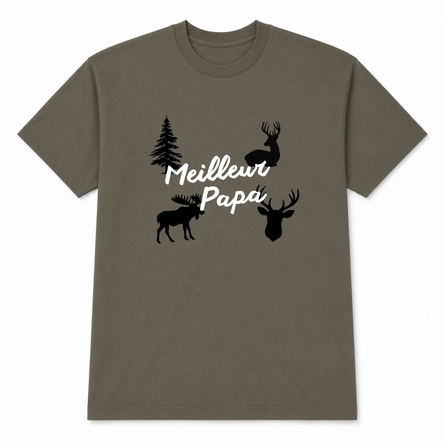 T-shirt pour hommes-Meilleur papa/chasse(vert)