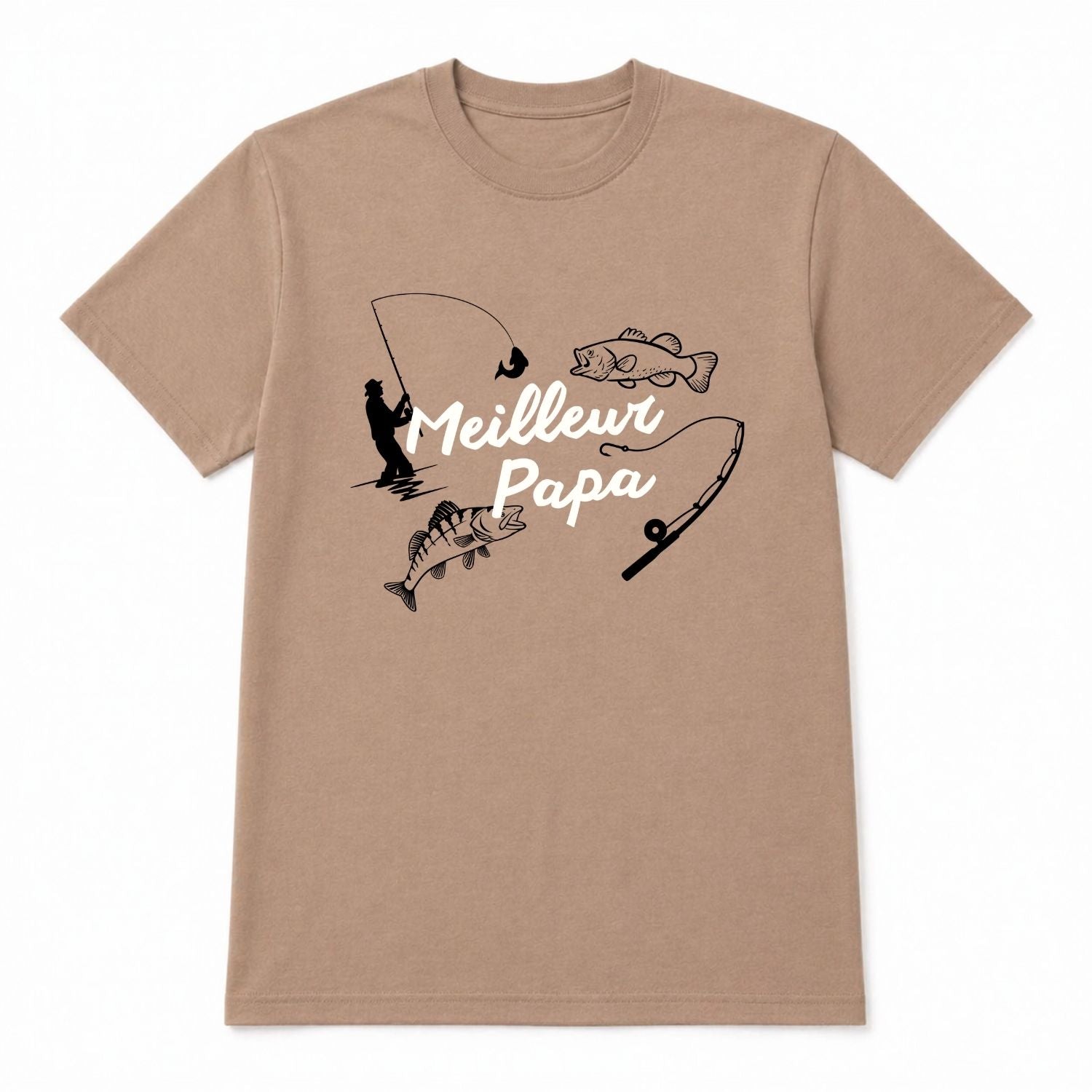 T-shirt pour hommes-Meilleur papa/pêche(brun)