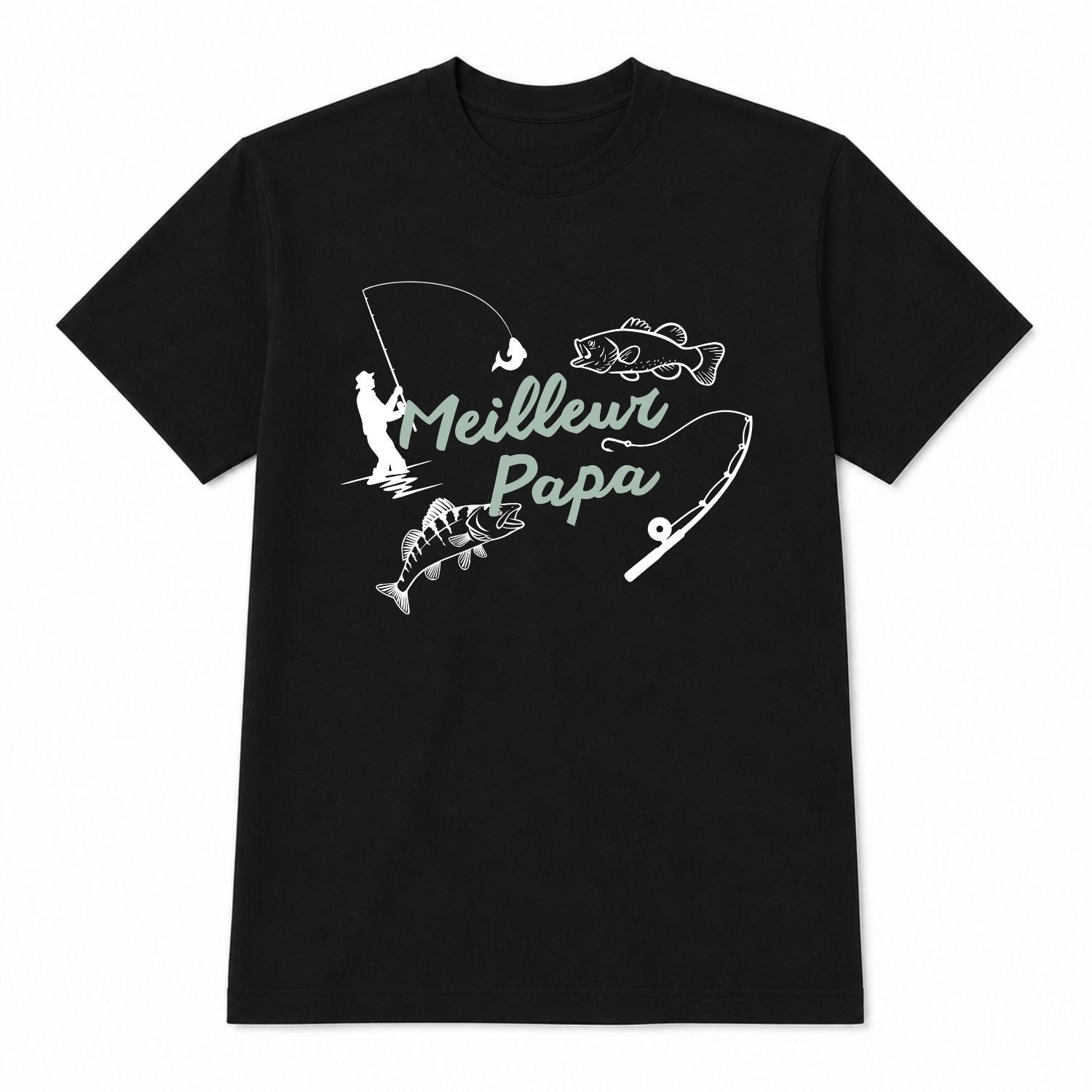 T-shirt pour hommes-Meilleur papa/pêche(noir)