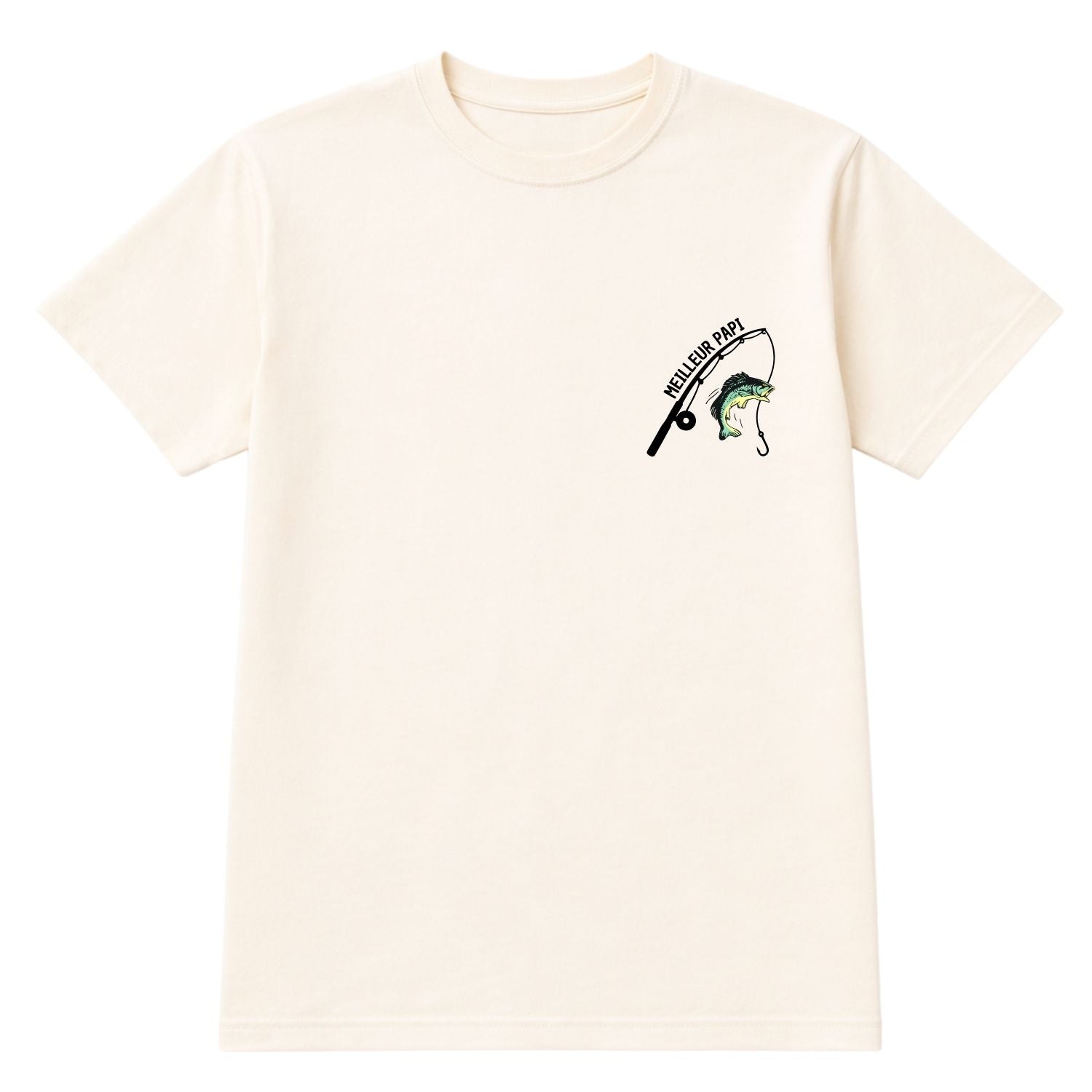 T-shirt pour hommes- Meilleur papi/pêche(crème)