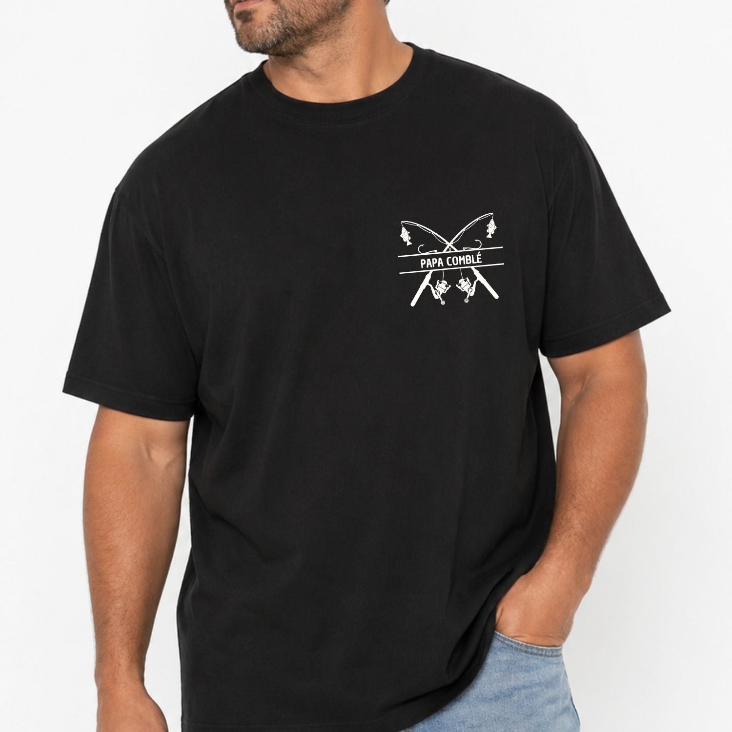 T-shirt pour hommes-Papa comblé/pêche (noir)