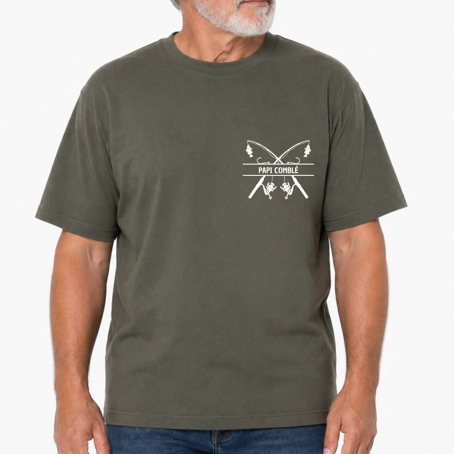 T-shirt pour hommes-Papi comblé/pêche (vert)