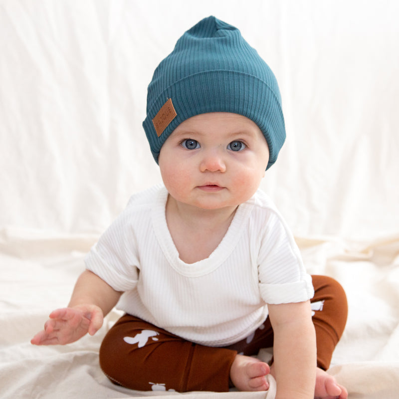 Bamboo beanie for babies and children-Azure