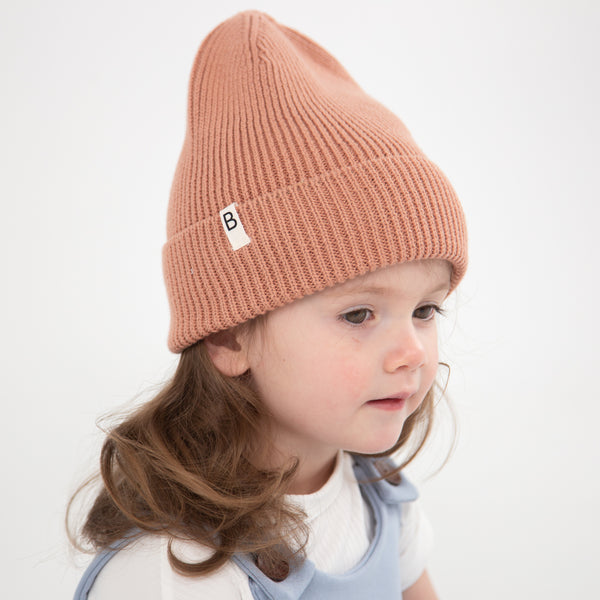 Knit beanie for babies and children - Clay