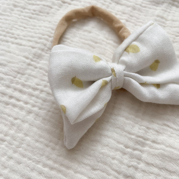 Set of bows on nylon headband (4)- Khaki/ Lemonade/ Bloom/ Traveler