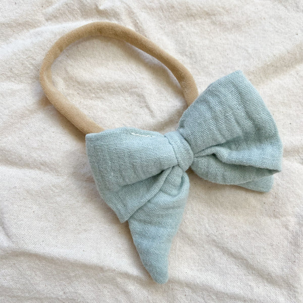 Set of bows on nylon headband (3) - Confetti / Aqua / Pop